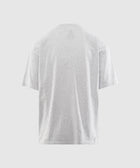 Back view of plain light grey men's streetwear short sleeve t-shirt on white background