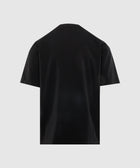Back view of plain black short sleeve streetwear t-shirt on white background