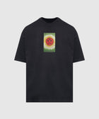 Black streetwear t-shirt with colorful sun graphic and EL SUPERVSN text on front