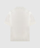 Back view of plain white short-sleeve men's streetwear t-shirt on grey background