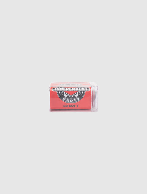 Red Independent skateboard bushings 88 soft in clear packaging on light background