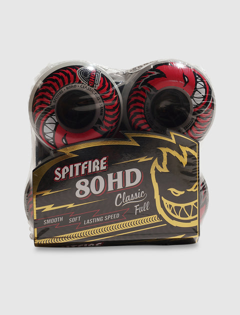 Pack of Spitfire 80HD Classic Full red and black skateboard wheels