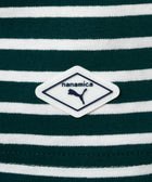 Green and white striped streetwear shirt with nanamica and puma logo patch on chest
