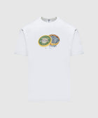 White streetwear t-shirt featuring a caviar tin graphic with diamonds on chest