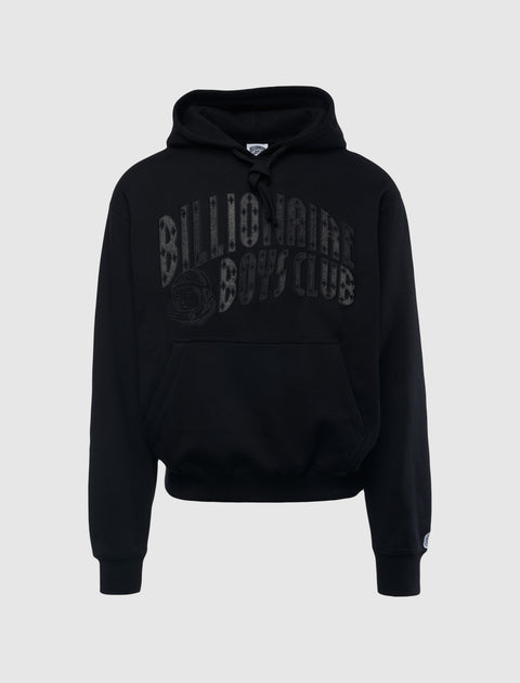Black streetwear hoodie with Billionaire Boys Club logo, front pocket, and astronaut graphic
