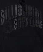 Black streetwear hoodie with large tonal 'Billionaire Boys Club' embroidered graphic