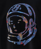 Black streetwear t-shirt with colorful astronaut helmet graphic print