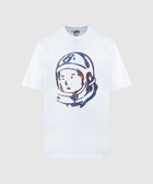 White streetwear t-shirt with colorful astronaut helmet graphic on front