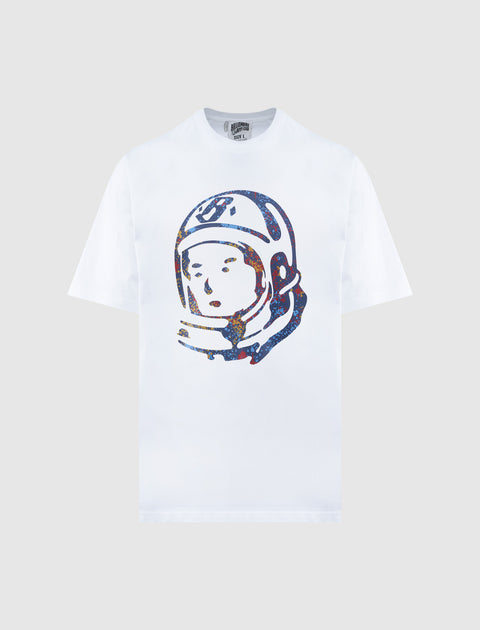 White streetwear t-shirt with colorful astronaut helmet graphic on front