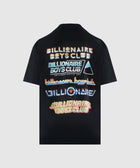 Black streetwear t-shirt with colorful Billionaire Boys Club logos on the back.