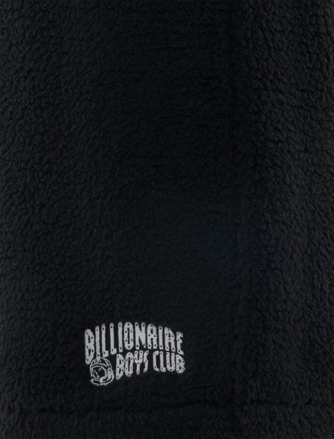 Black sherpa fleece with embroidered Billionaire Boys Club logo, streetwear apparel detail