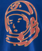 Blue t-shirt with bold orange astronaut helmet graphic streetwear design