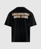 Black streetwear t-shirt with bold yellow Billionaire Boys Club logo on back
