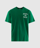 Green men's streetwear t-shirt with white Billionaire Boys Club logo graphic on chest