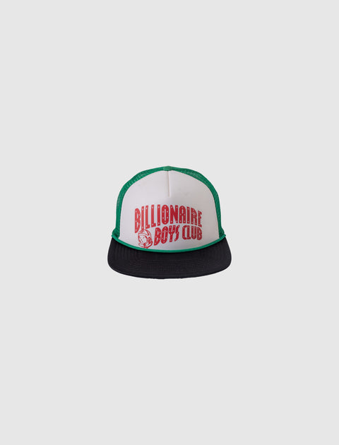 Green and black trucker hat with Billionaire Boys Club logo on front