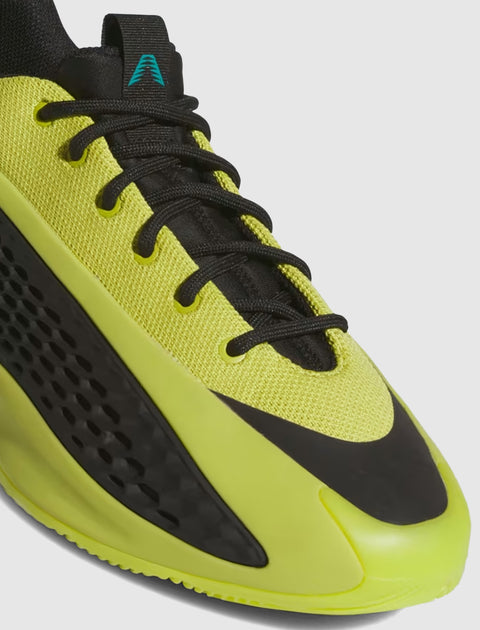 Lime green and black men's streetwear sneaker with mesh upper and unique side detailing