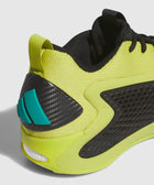 Men's streetwear sneaker in lime green and black with mesh upper and blue heel detail