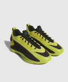 Lime green and black low-top sneakers with mesh uppers and modern streetwear design