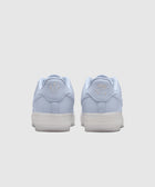 Light purple Nike Air Force 1 sneakers rear view, embroidered details, white sole