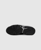 Black sneaker outsole with Jumpman logo, detailed grip pattern, streetwear footwear