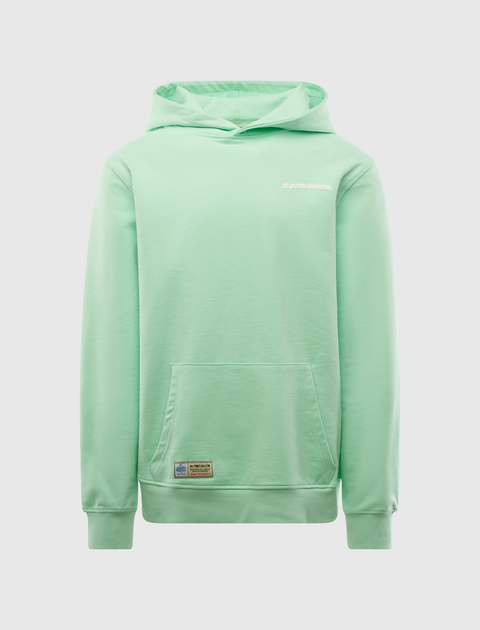 Light green men's streetwear hoodie with kangaroo pocket and chest logo