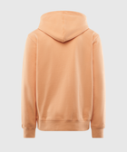 Back view of a peach pink men's streetwear hoodie on plain background