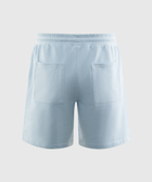 Light blue men's streetwear shorts with elastic waistband and two back pockets