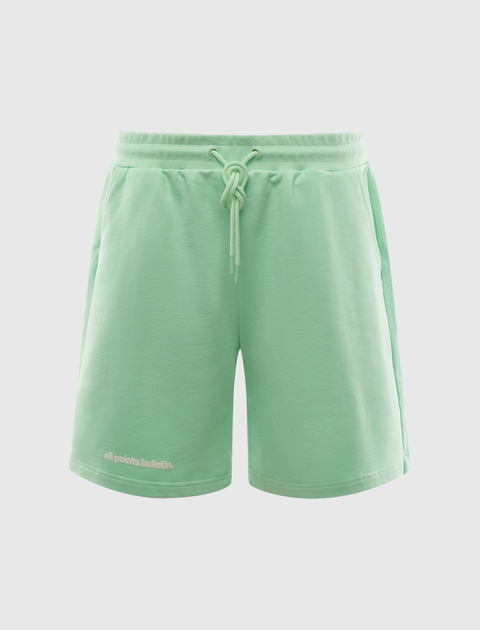 Mint green men's streetwear shorts with drawstring waist and side pockets