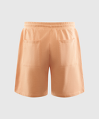 Back view of peach pink men's streetwear shorts with two rear pockets