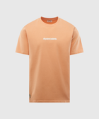 Peach short-sleeve streetwear t-shirt with 'all points bulletin.' text on front