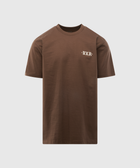 Brown short sleeve streetwear t-shirt with small cream BXR logo on chest