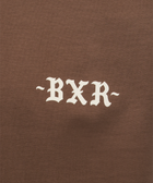 Brown streetwear shirt with white BXR text in old English font