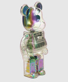 Clear iridescent bear-shaped collectible toy on white background
