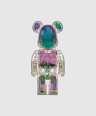 Transparent rainbow bear figure with visible internal circuitry, streetwear collectible toy