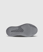 Gray sneaker outsole with textured, ventilated pattern on white background