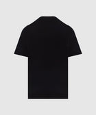 Back view of plain black short sleeve men's streetwear t-shirt on white background