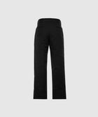 Back view of black men's straight-leg streetwear pants with welt pockets