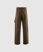 Back view of brown straight-leg men's streetwear pants with side pocket detail