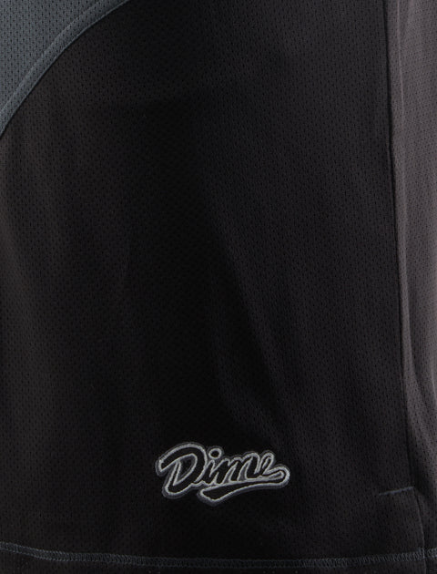 Black mesh streetwear top with Dime script logo embroidered detail