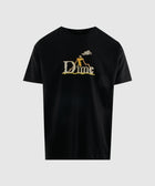 Black men's streetwear t-shirt with pixelated yellow and white front graphic design