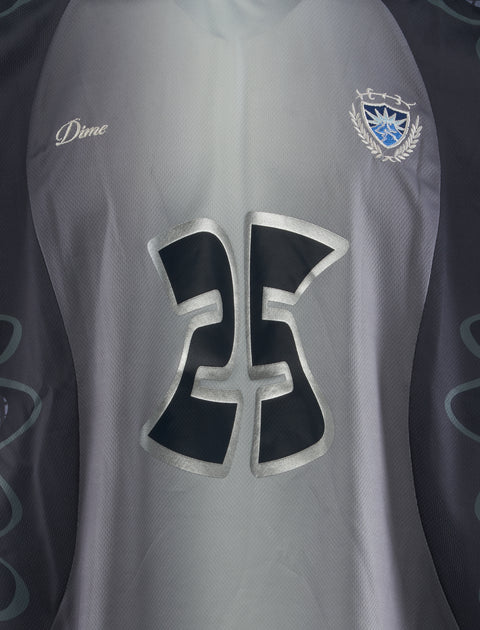 Gray mesh jersey shirt with metallic number 25, embroidered crest, and Dime logo on chest