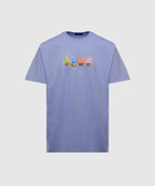 Light purple streetwear t-shirt with colorful cartoon face and 'dime' logo graphic on chest.
