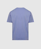 Back view of a light purple men's short sleeve streetwear t-shirt on white background
