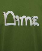 Olive green shirt with "Dime" text made from playing cards graphic
