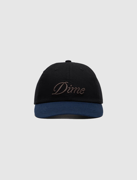 Black and navy streetwear cap with Dime embroidered logo on front