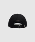 Back view of black streetwear cap with Dime embroidery and adjustable strap