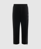 Black men's streetwear sweatpants with subtle logo, elastic waist, and drawstring ankles