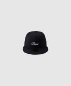 Black snapback cap with white embroidered Dime logo, streetwear accessory on grey background