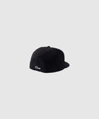Black fitted cap with small white Dime logo embroidery on back, streetwear accessory
