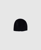Black fleece beanie hat for men's streetwear, shown on plain background